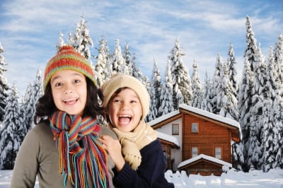 children outside a winter home - Heater repair service Philadelphia